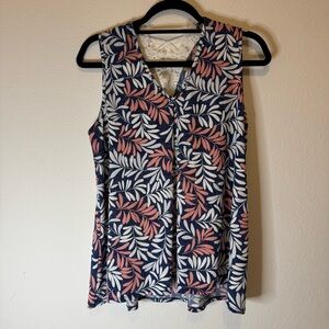 Amana Floral Sleeveless Top Navy, Pink, and White Womens medium